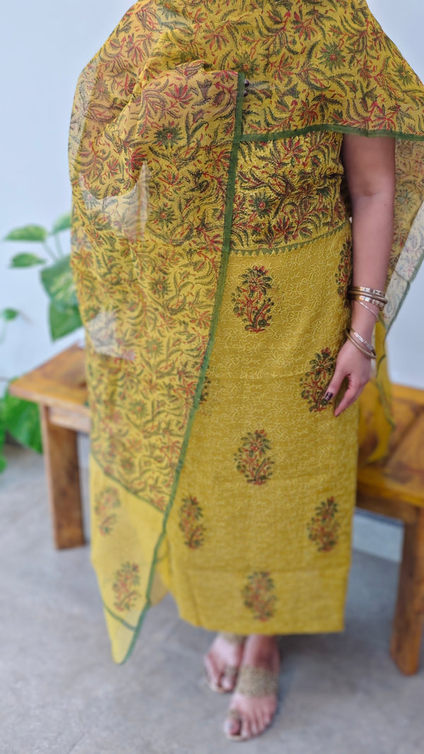 Mustard and green tepchi kota suit