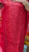 Chilli red embroidered tussar silk suit