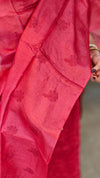 Chilli red embroidered tussar silk suit