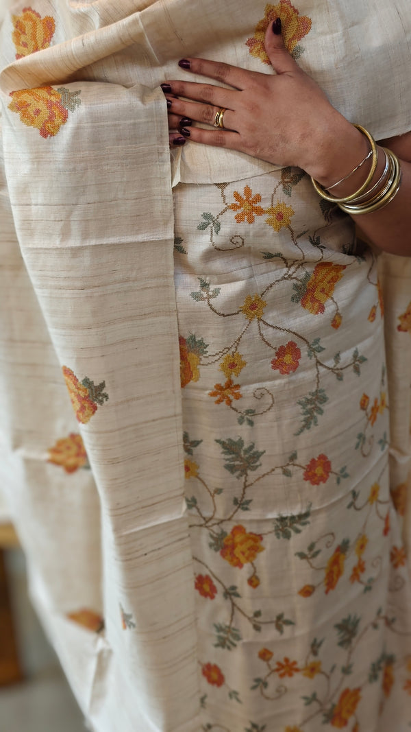 Beige desi tussar suit