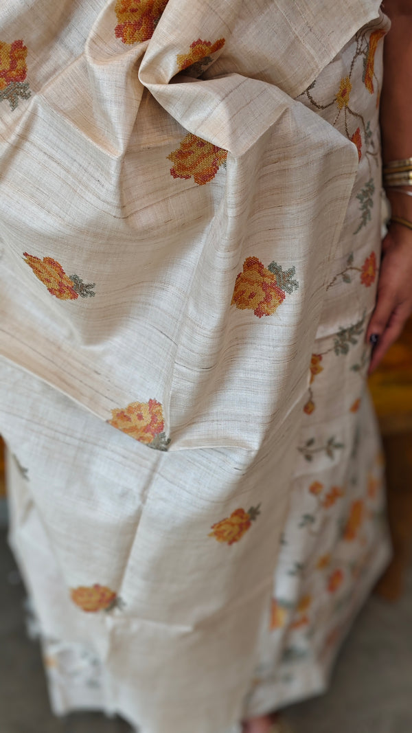 Beige desi tussar suit