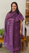 Violet embroidered organza suit
