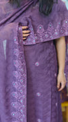 Violet embroidered organza suit