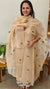 Beige and grey cross stitch embroidered net kota suit