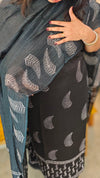 Black block printed suit