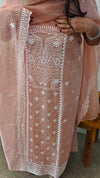 Dusty peach embroidered mal chanderi suit