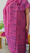 Wine shade block printed chanderi suit