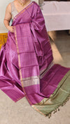 CTPR - Magenta zari checked tussar silk saree
