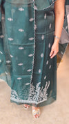 Dark green embroidered net kota suit