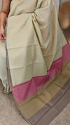 AXPR - Greenish yellow silky kota saree