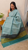 AXPR - Teal printed silky kota saree