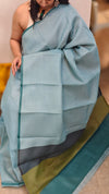 AXPR - Teal printed silky kota saree