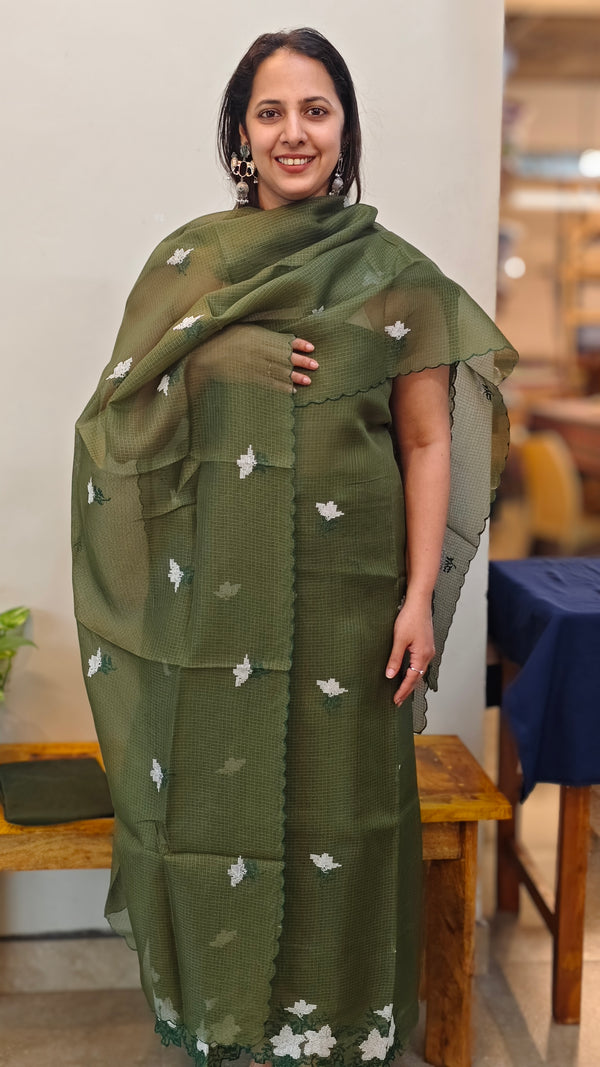 Moss green net kota suit