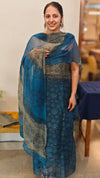 Blue and taupe net kota suit