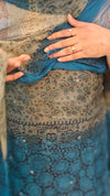 Blue and taupe net kota suit