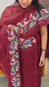Deep maroon embroidered net kota suit