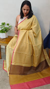 Light yellow silky kota saree