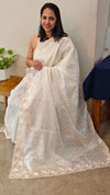Cream shade cutwork saree