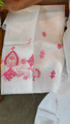 White net kota saree with kutchwork