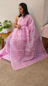 Lilac embroidered net kota saree