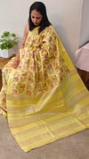Yellow moonga tussar saree