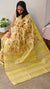Yellow moonga tussar saree