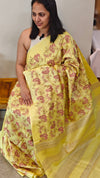 Yellow moonga tussar saree