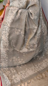 Blush Grey Linen Tissue saree