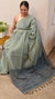Green and grey Linen chanderi jamdani saree