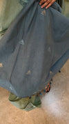 Green and grey Linen chanderi jamdani saree