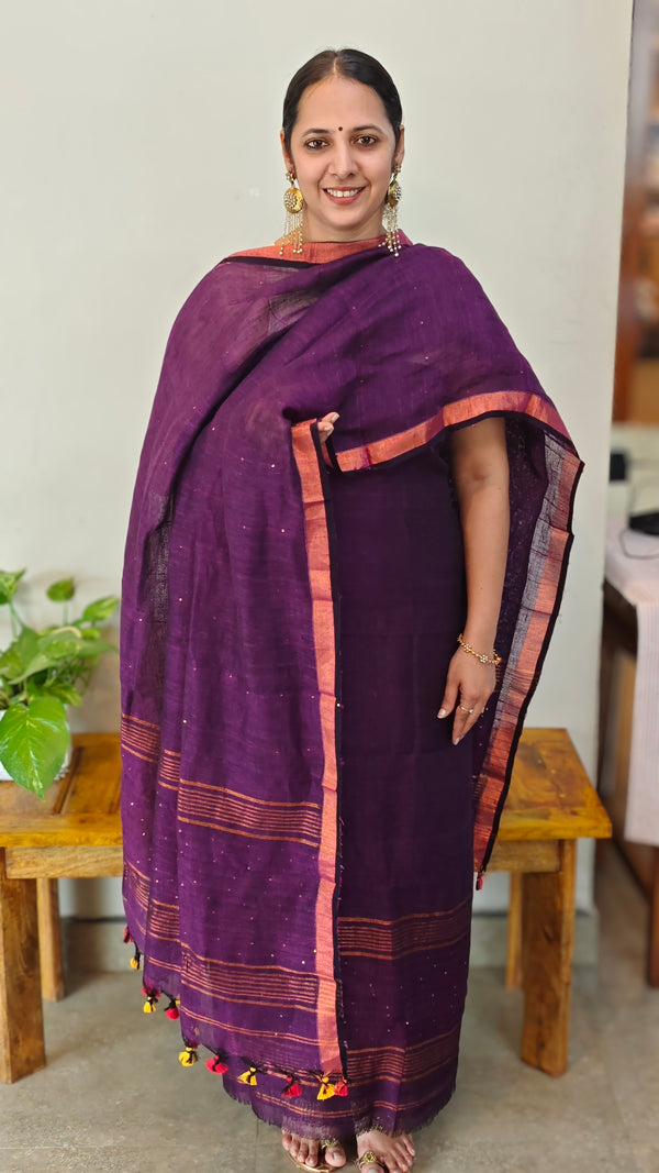 34LS - Purple linen 2 piece suit
