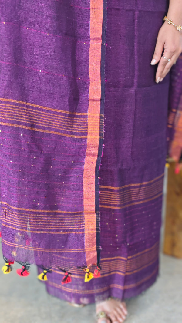 34LS - Purple linen 2 piece suit