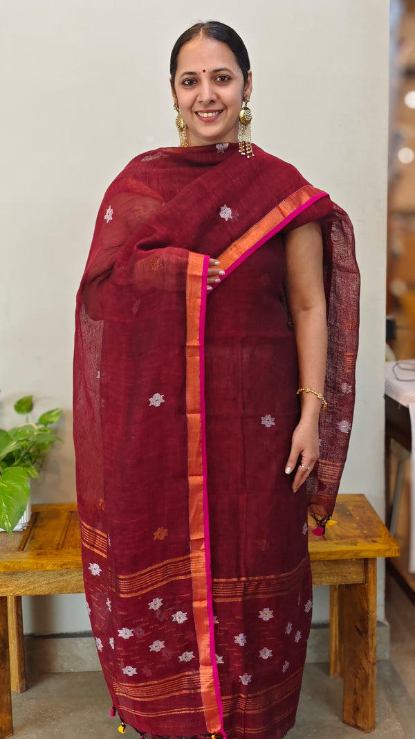 34LS - Maroon Linen 2 piece suit