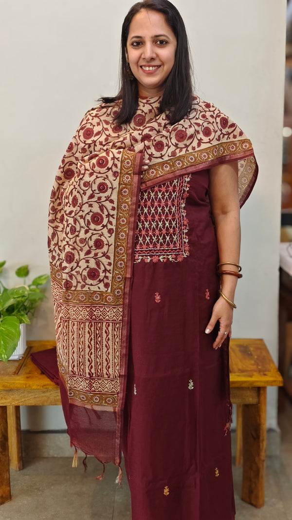 2XCH - Maroon Chanderi suit