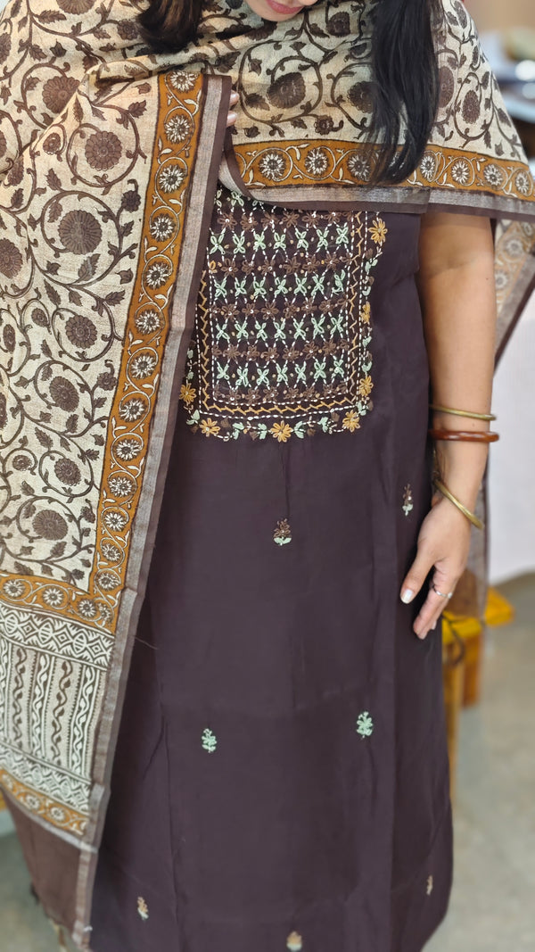 2XCH - Brown chanderi suit