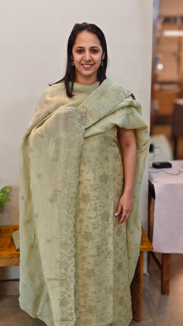 10FP - Sage green crushed organza suit