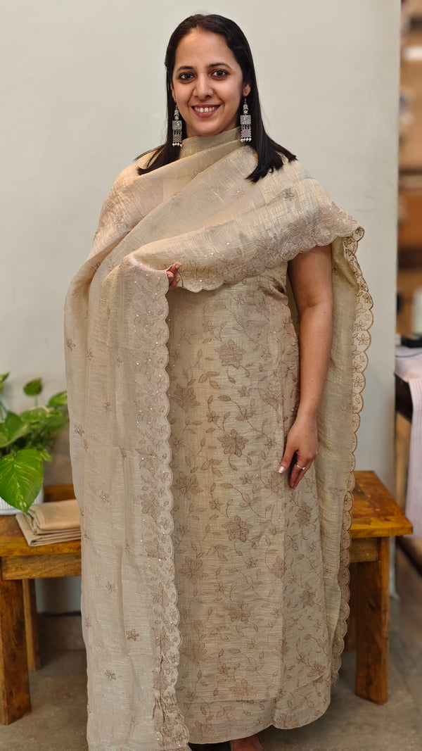 10FP - Beige crushed organza suit