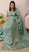 ZCTS - Teal shade tussar silk saree