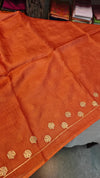 ZCTS - Rust orange tussar silk saree