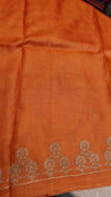 ZCTS - Orange tussar silk saree