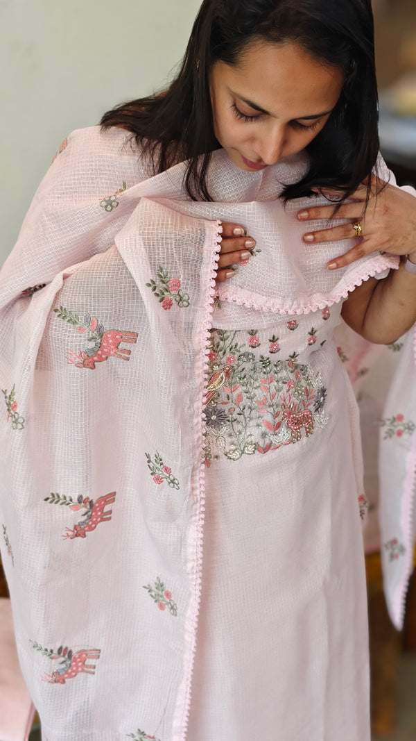 11NC - Pink net kota suit