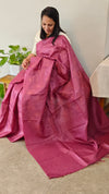 1VMS - Deep Mauve embroidered tussar silk saree