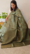 1VMS - Green embroidered tussar silk saree