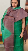 23LK - Dual shade tussar silk suit - Green and brown