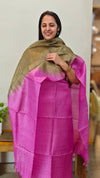 23LK - Dual shade tussar silk suit - Pink and olive green