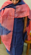 23LK - Dual shade tussar silk suit - Navy blue and pink