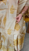 Mustard and golden brown tussar silk suit