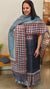 Bluish grey block printed tussar silk suit