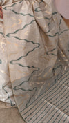 Beige and green jamdani saree