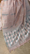 Nude pink chanderi linen saree